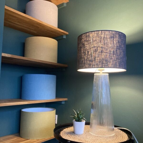 Grey Pewter Lampshade in Linen with White Lining