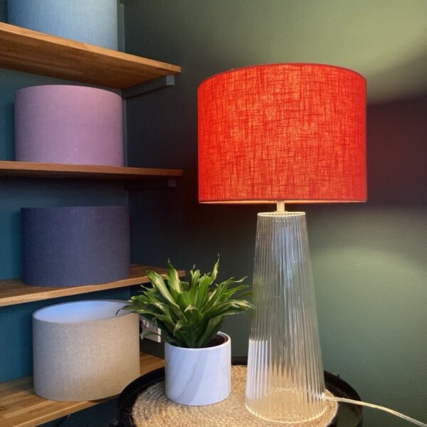 Orange Linen Lampshade in Linen with White Lining