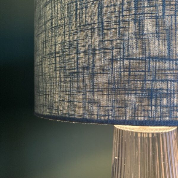 Light Blue Lampshade in Linen with White Lining