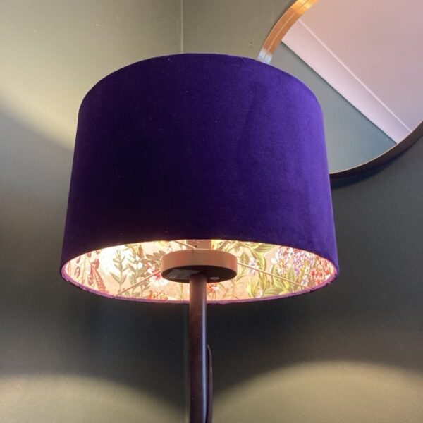 Purple Lampshade in Velvet with Flower Velvet Lining