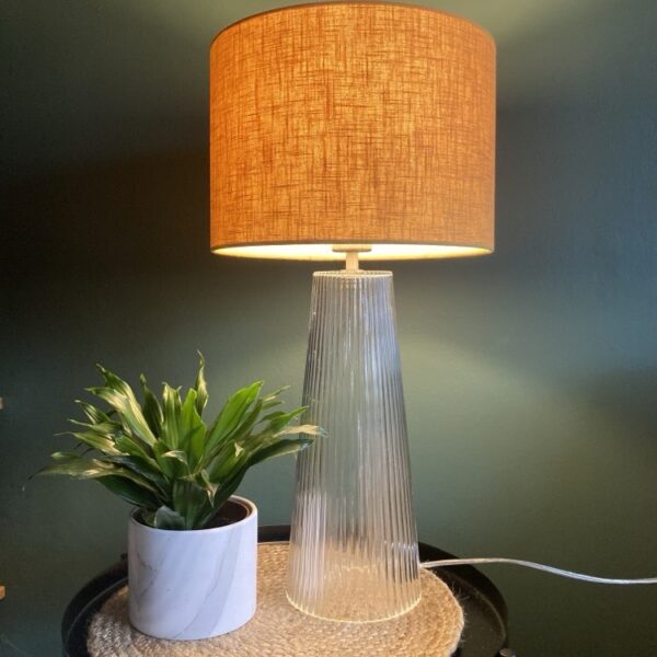 Golden Yellow Lampshade in Linen with White Lining