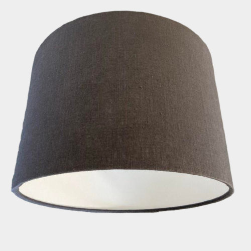 Grey Pewter Lampshade in Linen with White Lining