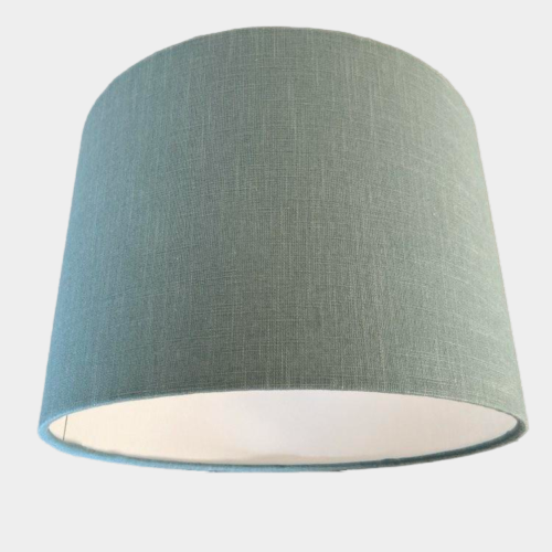 Light Blue Lampshade in Linen with White Lining