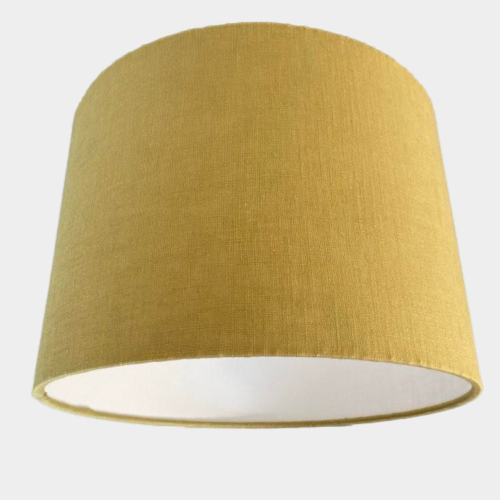 Light Olive Green Lampshade in Linen with White Lining