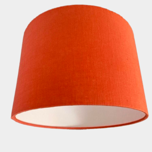 Orange Linen Lampshade in Linen with White Lining