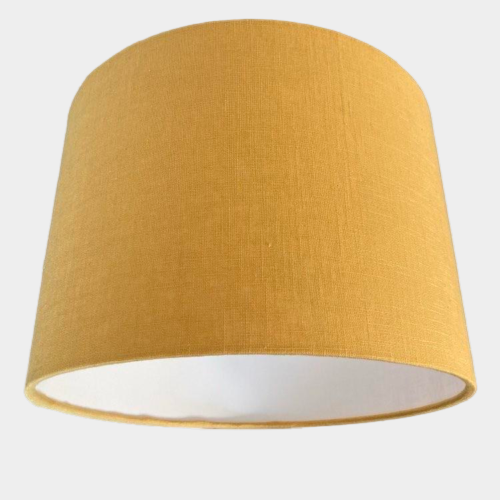 Golden Yellow Lampshade in Linen with White Lining