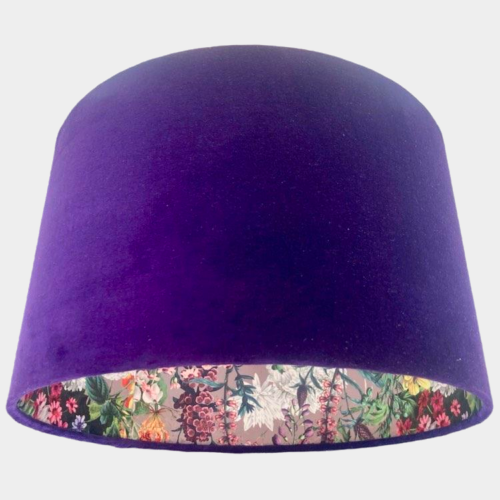 Purple Lampshade in Velvet with Flower Velvet Lining